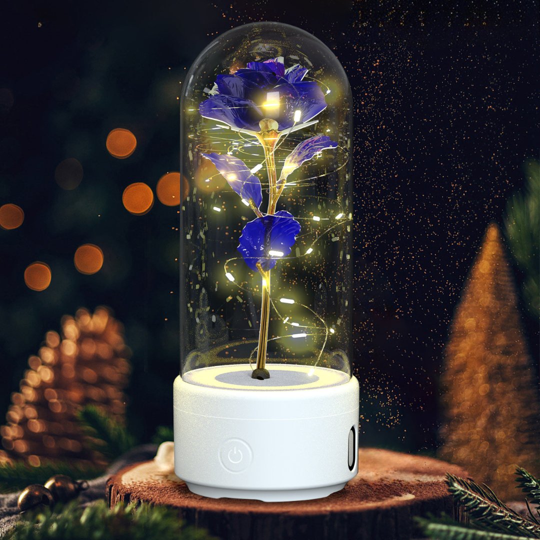 2-in-1 Rose LED Light & Bluetooth Speaker in Glass Cover – Ideal Christmas Gift