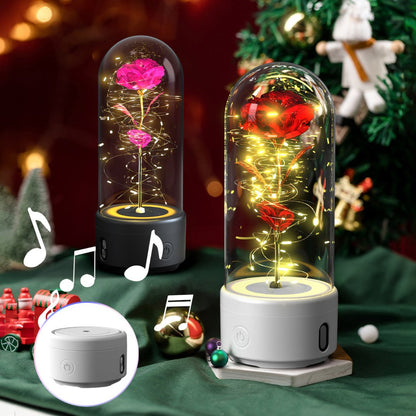 2-in-1 Rose LED Light & Bluetooth Speaker in Glass Cover – Ideal Christmas Gift