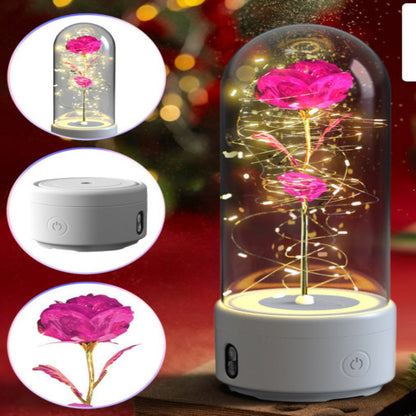 2-in-1 Rose LED Light & Bluetooth Speaker in Glass Cover – Ideal Christmas Gift