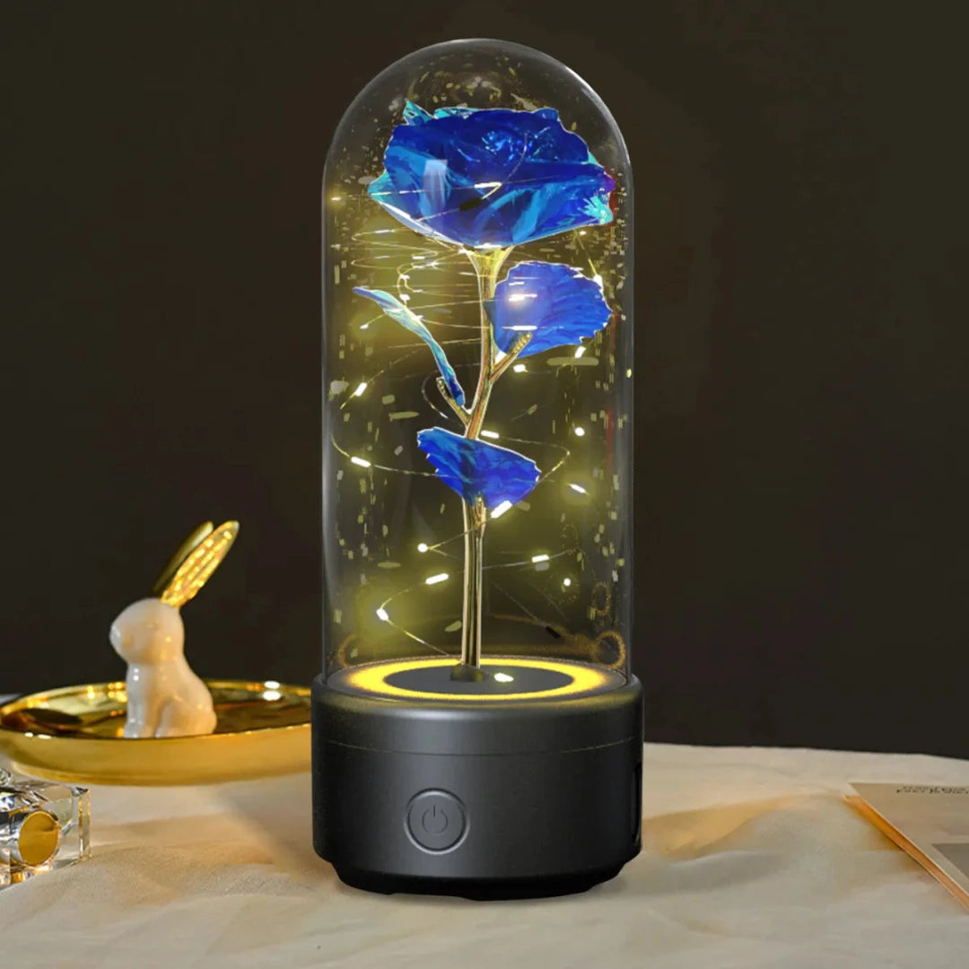 2-in-1 Rose LED Light & Bluetooth Speaker in Glass Cover – Ideal Christmas Gift