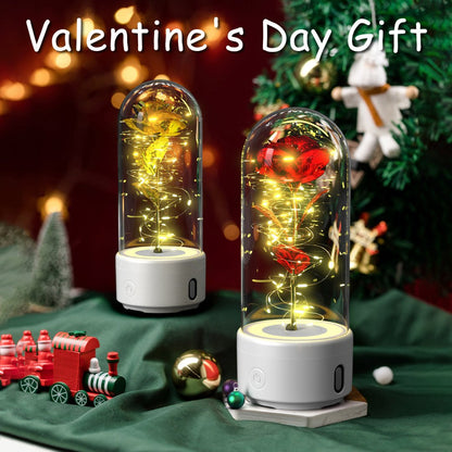 2-in-1 Rose LED Light & Bluetooth Speaker in Glass Cover – Ideal Christmas Gift