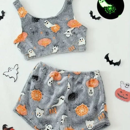 Women’s Luminous Flannel Pajamas for a Spooky Cozy Night!