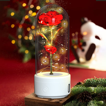 2-in-1 Rose LED Light & Bluetooth Speaker in Glass Cover – Ideal Christmas Gift