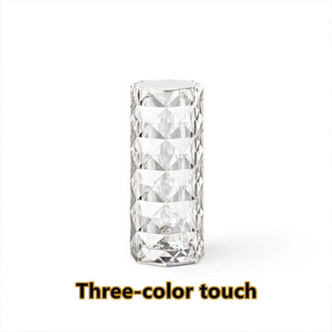 Nordic Crystal USB Table Lamp with Touch Dimming & Rose Projector