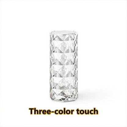 Nordic Crystal USB Table Lamp with Touch Dimming & Rose Projector