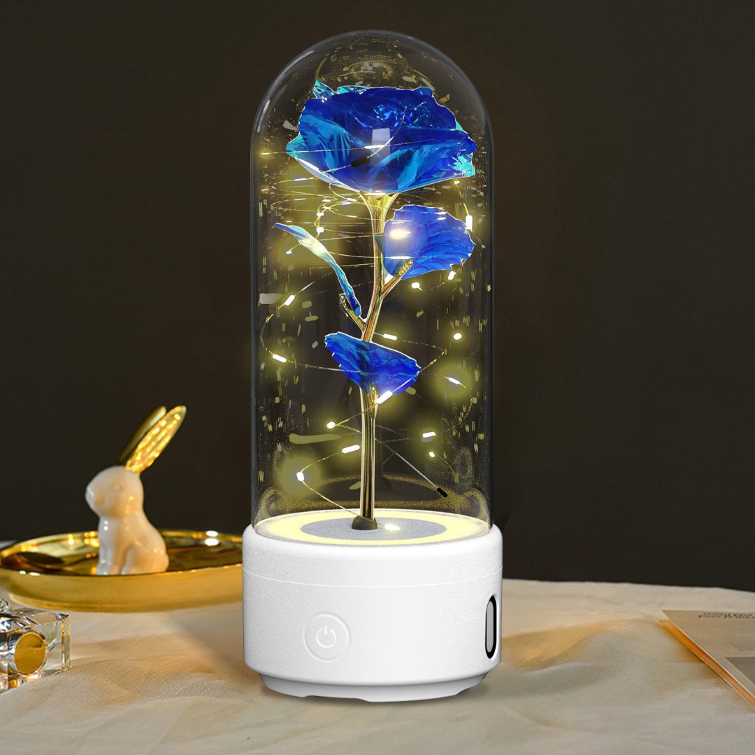 2-in-1 Rose LED Light & Bluetooth Speaker in Glass Cover – Ideal Christmas Gift