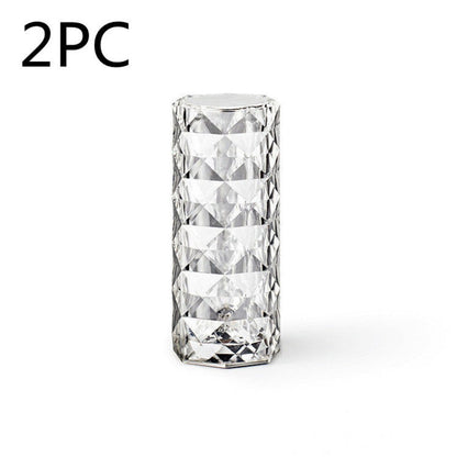 Nordic Crystal USB Table Lamp with Touch Dimming & Rose Projector