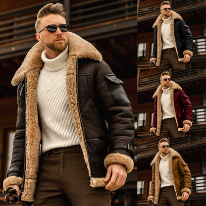 Men's Military Fleece Winter Jacket with Fur Collar