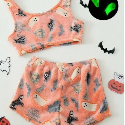 Women’s Luminous Flannel Pajamas for a Spooky Cozy Night!