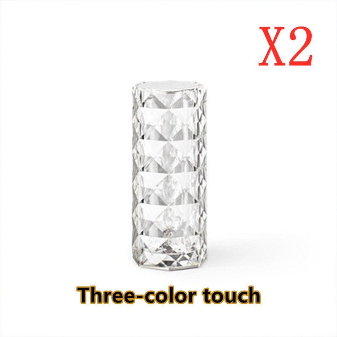 Nordic Crystal USB Table Lamp with Touch Dimming & Rose Projector