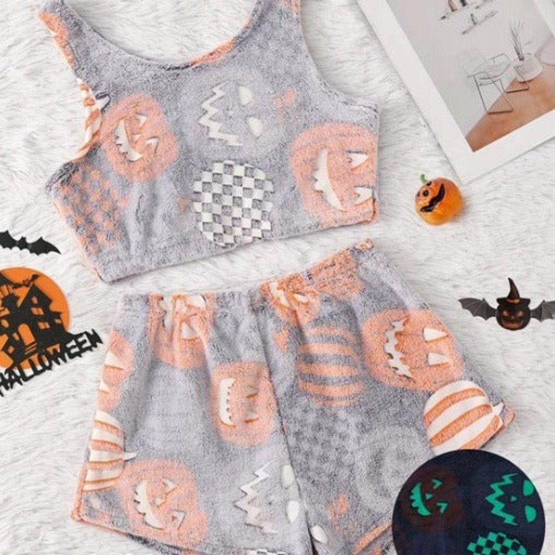 Women’s Luminous Flannel Pajamas for a Spooky Cozy Night!